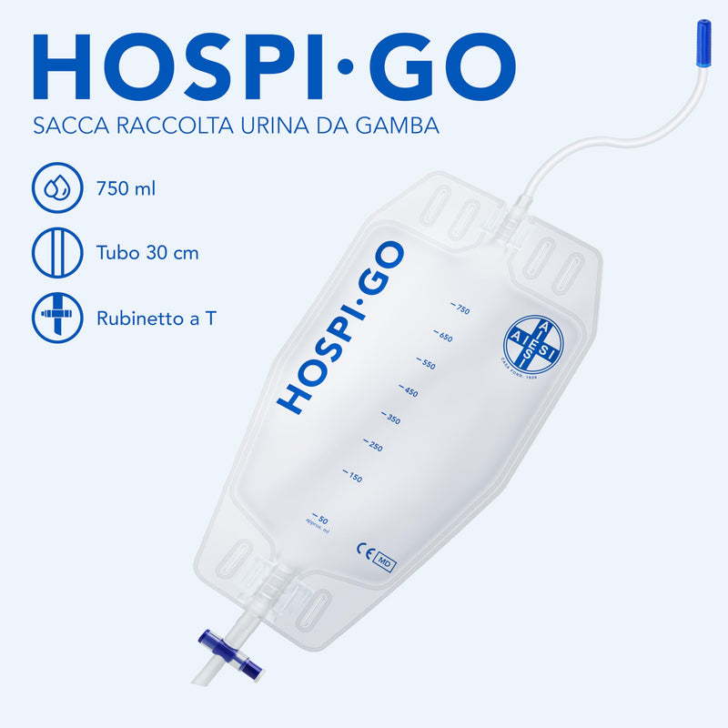 Aiesi Urine Bag Leg Bag Reusable Contents 750 Ml 30 Cm Tube With Drain Valve (T) And Anti-Reflux Valve Hospi-Go (Pack Of 10), Back Made Of Breathable Material - NewNest Australia