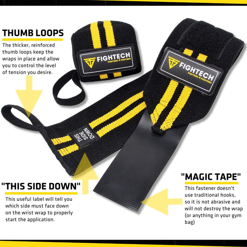 FIGHTECH Wrist Wraps for Weight Lifting 18 inch Professional Grade Wrist Support Braces for Weightlifting, Crossfit and Strength Training | for Men and Women Black - NewNest Australia