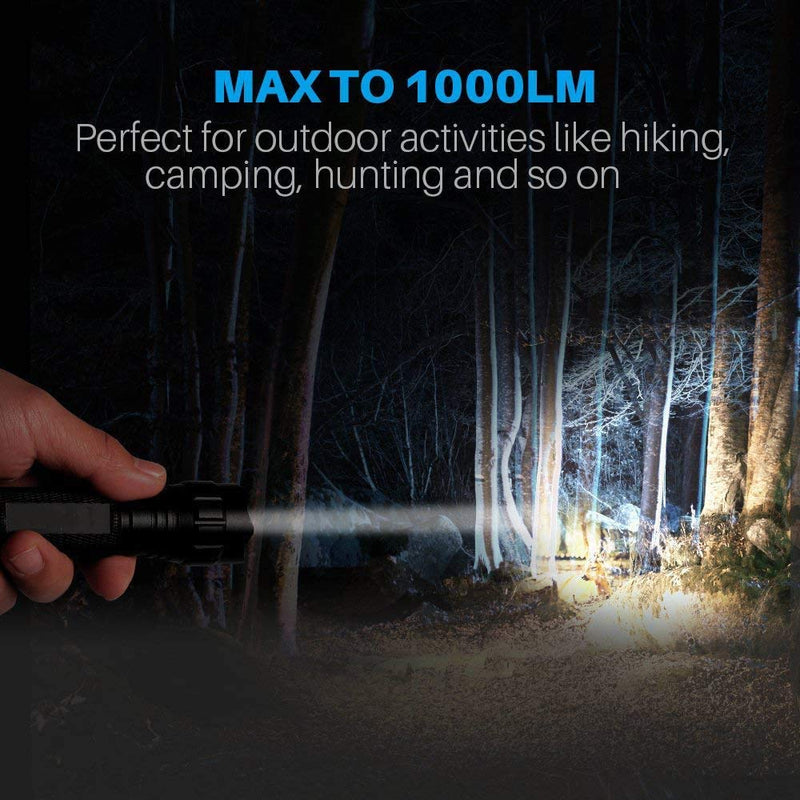 Single Mode Tactical Flashlight, 1000 Lumens LED Rifle Hunting Light, Flashlights with Picatinny Rail Mount, Remote Pressure Switch, Rechargeable Battery, Charger - NewNest Australia