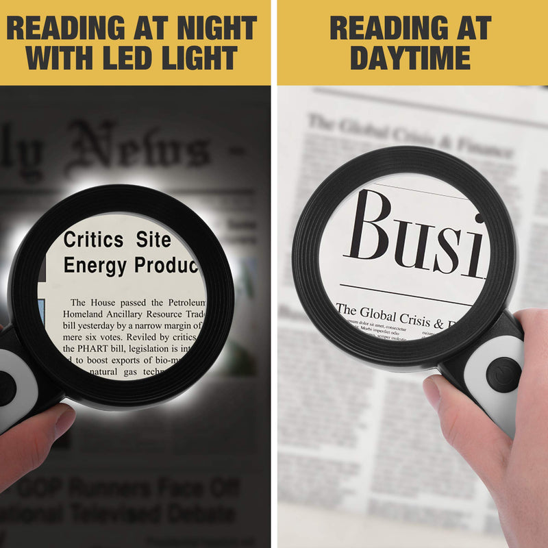 JMH Magnifying Glass with Light, 30X Handheld Large Magnifying Glass 18LED Cold and Warm Light with 3 Modes, Illuminated Lighted Magnifier for Seniors Reading, Inspection, Coins, Jewelry, Exploring Black - NewNest Australia