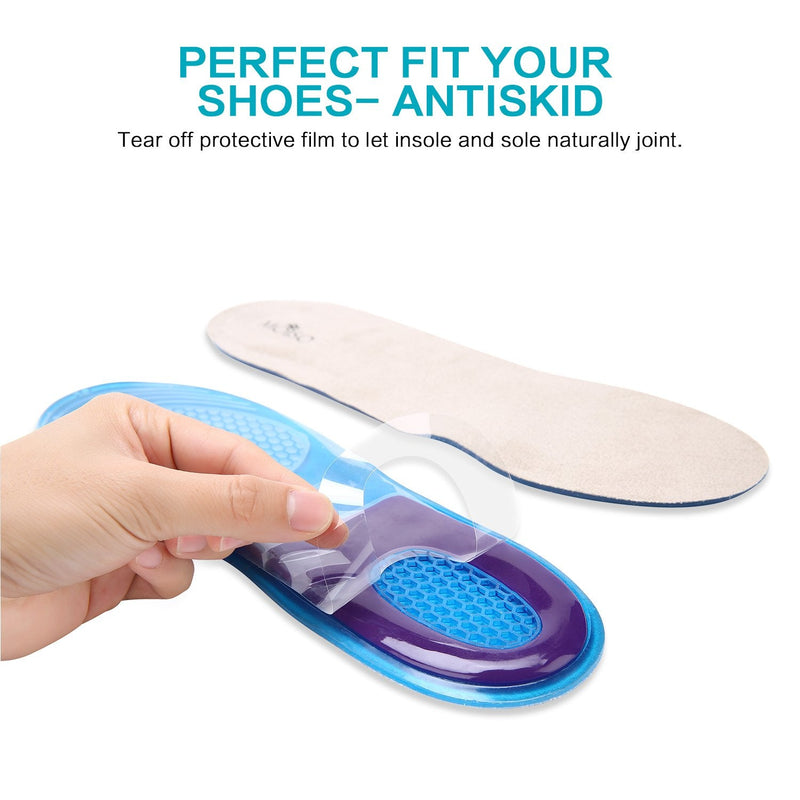 MOISO GEL Sports Work Comfort Trimmable Insoles for Shock Absorption, Inserts for Running Shoes Work Boots Trainers, Relieve Foot Pain for Men & Women 3-5 UK Women Blue - NewNest Australia