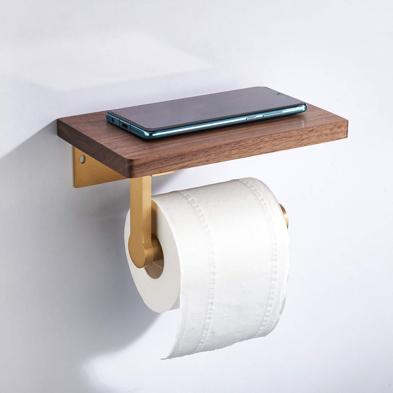 Toilet Paper Holder with Phone Holder Elegant Walnut Copper 104 - NewNest Australia