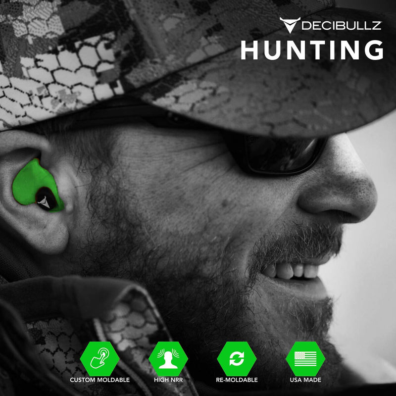 Decibullz - Custom Molded Earplugs, 31dB Highest NRR, Comfortable Hearing Protection for Shooting, Travel, Work and Concerts Green - NewNest Australia