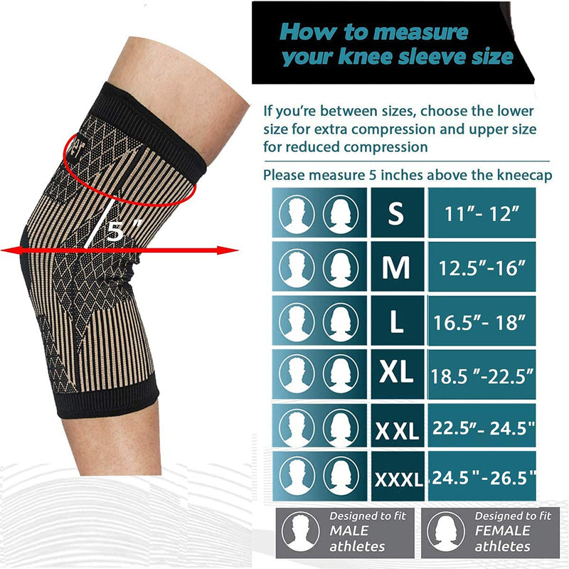 Copper Knee Brace -Copper Knee Sleeve Compression for Sports,Workout,Arthritis Pain Relief and Support -Single Small (Pack of 1) - NewNest Australia