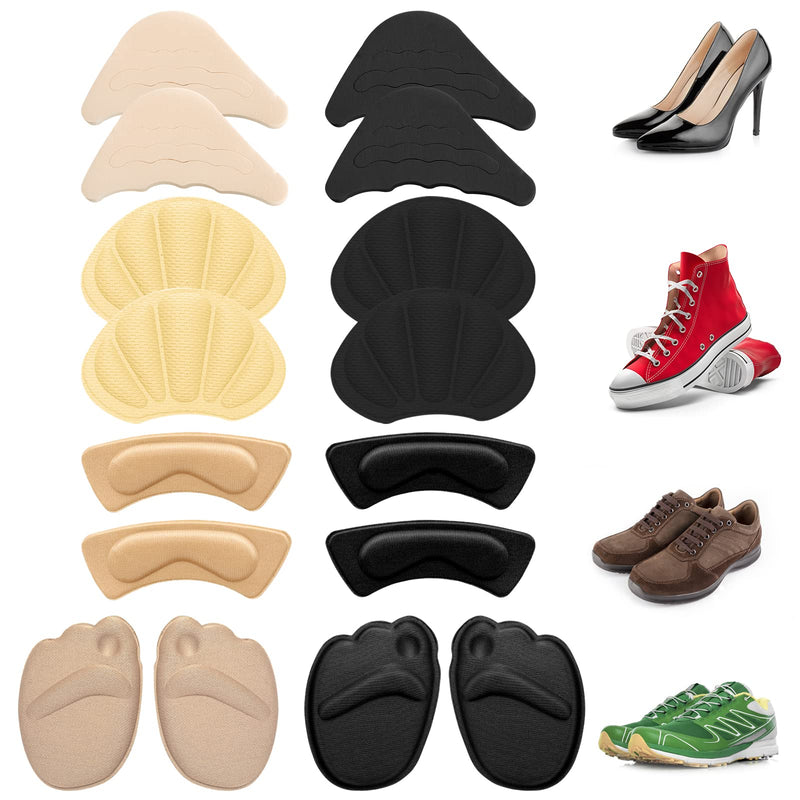 Molain Heel Pads Cushions Filler for Too Big Shoes Wear Anti-Slip Helper Grips Inserts Toe Loose Liners Brace Fit Tighter Size Boots for Womens Men (8 Pairs Set A) 8 Pairs Set a - NewNest Australia
