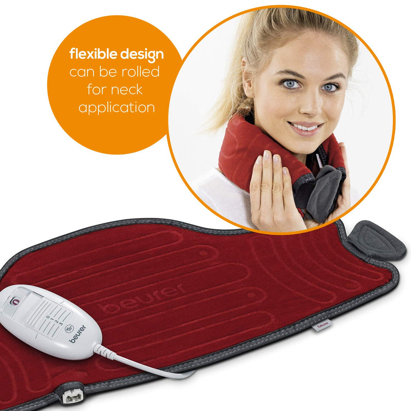 Beurer HK55 Easy-Fix Multifunctional Heat Pad | Targeted heat application for your neck, back, stomach and joints | 3 temperature settings | Velor fibres | Elastic extension band | Machine washable - NewNest Australia