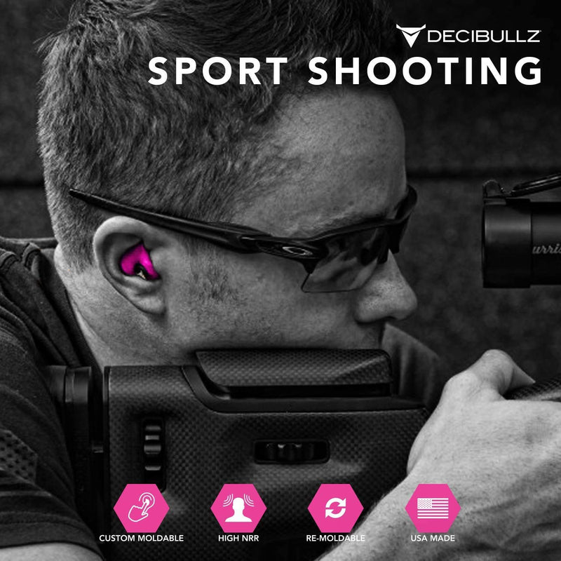 Decibullz - Custom Molded Earplugs, 31dB Highest NRR, Comfortable Hearing Protection for Shooting, Travel, Work and Concerts Pink - NewNest Australia