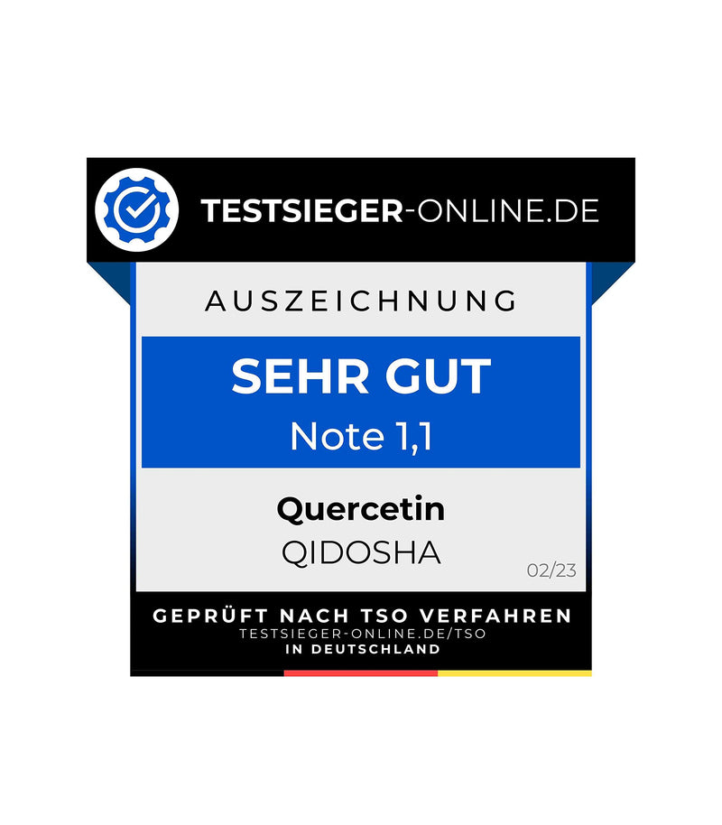 QIDOSHA® Quercetin capsules, high dosage, TEST WINNER 02/23*, 120 pieces/glass, 500 mg of pure quercetin per capsule, quercetin quantity tested by an external laboratory, German glass production (120 capsules) - NewNest Australia