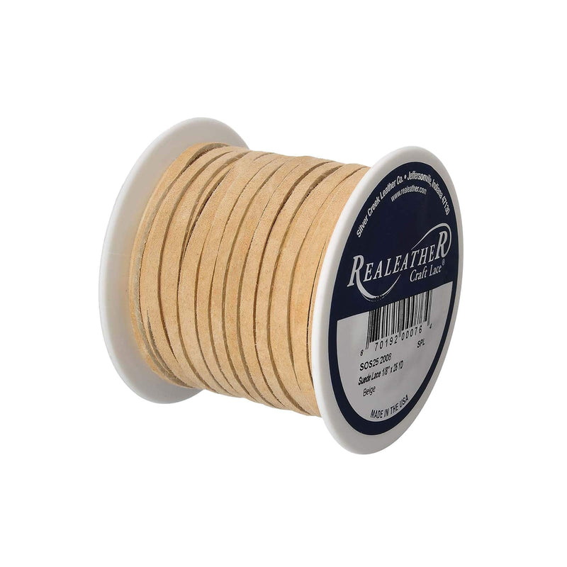 Realeather, Beige Suede Lace, 1/8" x25-yard Spool - NewNest Australia