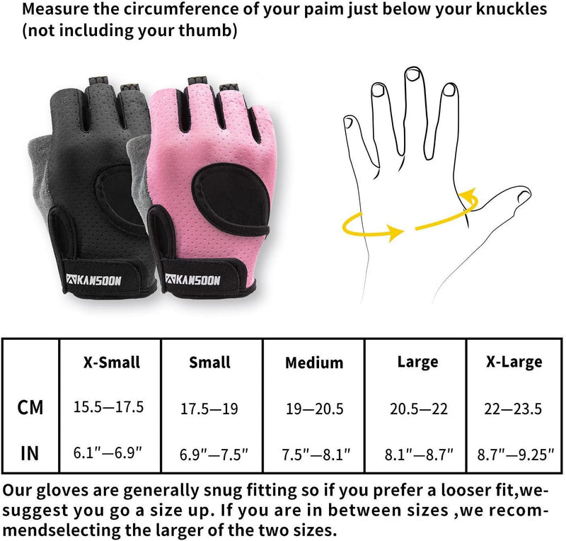 KANSOON Essential Breathable Workout Gloves, Weight Lifting Fingerless Gym Exercise Gloves with Curved Open Back, for Powerlifting, Women and Men Pink Medium - NewNest Australia