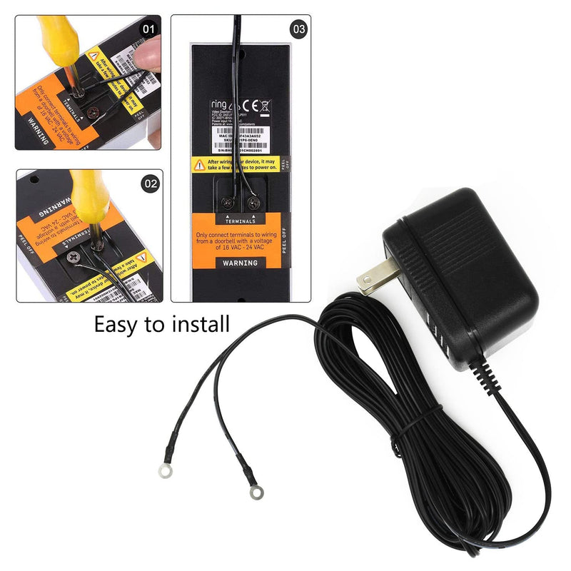Extra Long 16.4 ft Extension Cabel Video Doorbell Power Transformer 24V 500MA, AC110-120V to AC24V Ring doorbell Adapter, Compatible with Visual Doorbell and Thermostat - NewNest Australia