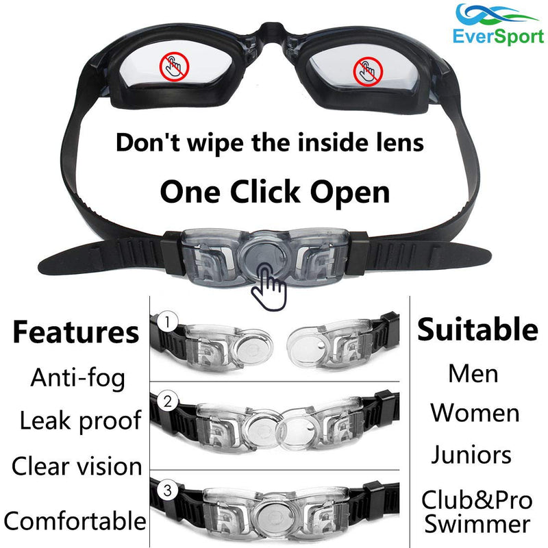 EverSport Swim Goggles Pack of 2 Swimming Goggles Anti Fog for Adult Men Women Youth Kids Pistachio Green/Black & Black - NewNest Australia