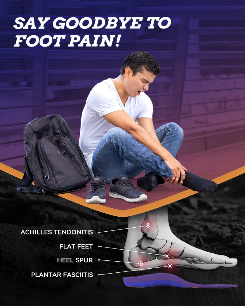 Insoles for arched splayfoot, QBK Orthotic Inserts for heel pain, supination, heel spurs, back pain, Achilles tendonitis, anti-fatigue, comfort S Purple S: Women38-40 - NewNest Australia