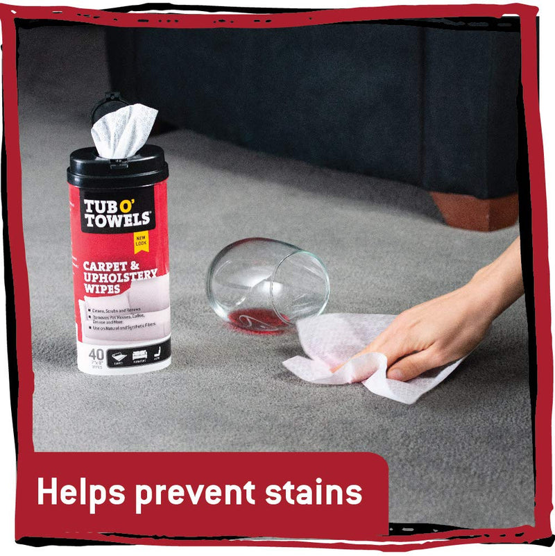 Tub O' Towels Carpet & Upholstery Cleaning Wipes - Heavy Duty Stain Remover Wipes, 40 Count 1-Pack - NewNest Australia