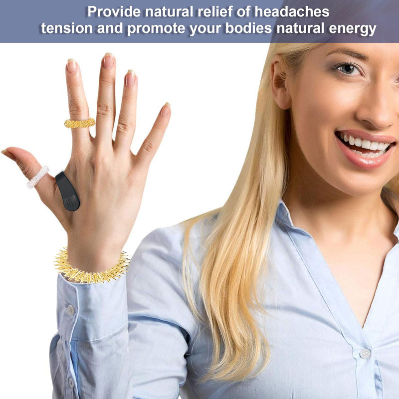 Pack Of 16 Acupressure Clip Hand Massager Acupressure Ring, Hand Clip, Migraine Clip, Finger Massage Ring, Anti-Stress Ring For Anxiety Patients, Work Pressure (4 Acupressure Clip 12 Acupressure Ring) - NewNest Australia