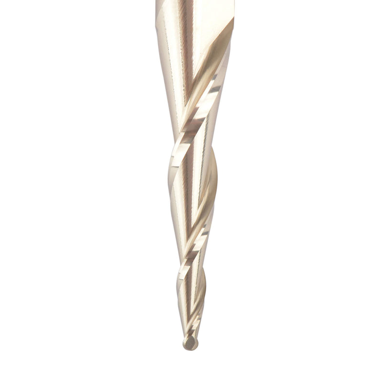 SpeTool Tapered Ball Nose End Mill 1/4" Shank with 1/32" Cutting Radius for 3D Carving Engraving Router Bit, ZrN Coated - NewNest Australia