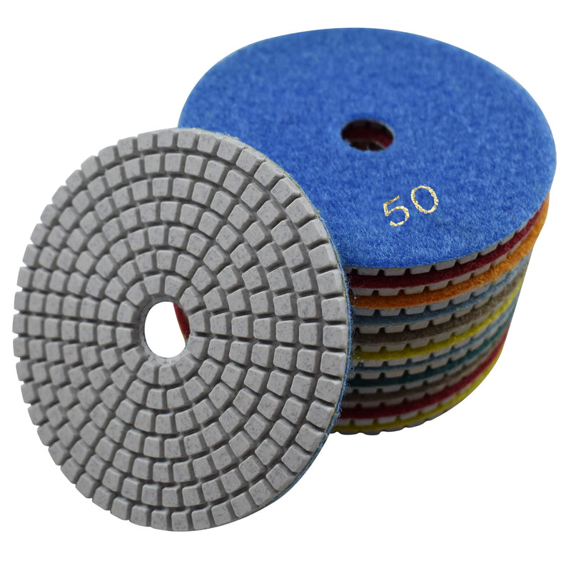 Konfor 7 Pcs Wet 4" Diamond Polishing Pads Set For Granite Marble Concrete Stone Polish 4 Inch - NewNest Australia