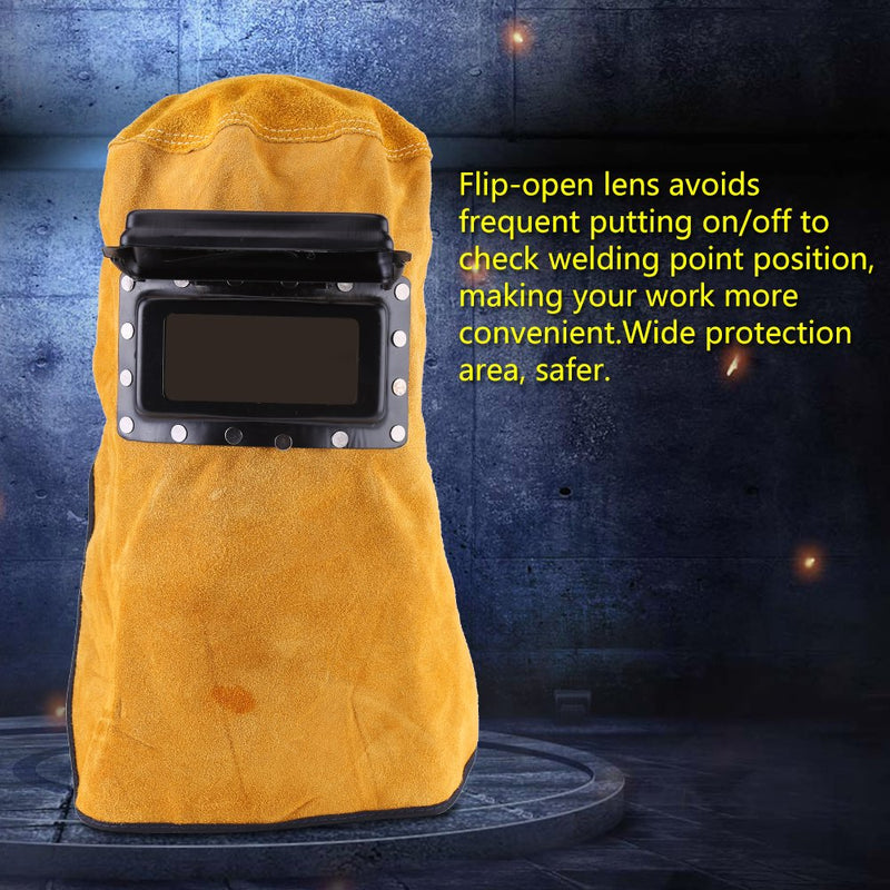 Breathable Welding Helmet with Lens, Leather Welding Helmet Mask Solar Auto Darkening Filter Lens, Heat Resistant Leather Welder Hood Welding Helmet Protective Gear Mask Work Cap - NewNest Australia
