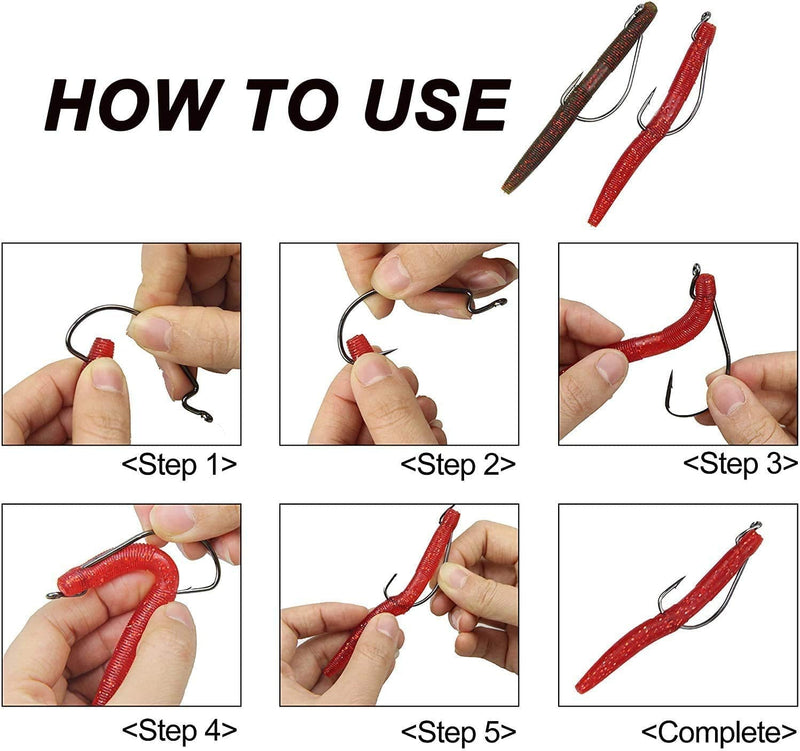 Bass Fishing Worm Hooks Set, 50pcs/100pcs 3X Strong Fishing Worm Hooks, Offset Worm Hooks High Carbon Steel Wide Gap Bass Hooks Soft Worm Bait Jig Fish Hooks for Bass Trout Salmon Freshwater Saltwater 100pcs worm hooks(1#-5/0) - NewNest Australia