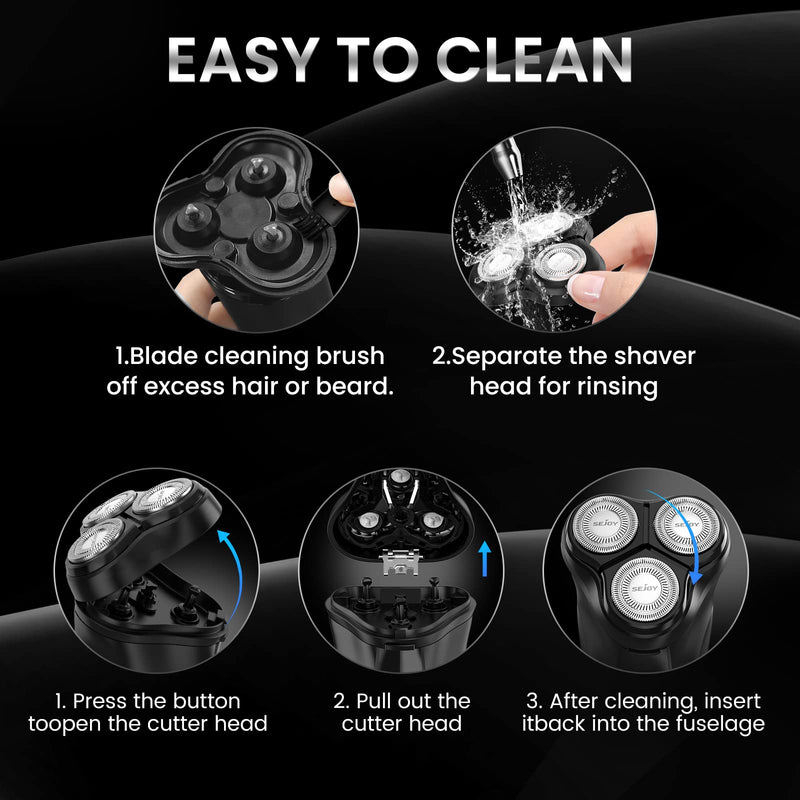 3D Electric Shaver Rotation Shaver, Electric Shaver For Men, Rechargeable Electric Shaver, With Pop-Up Trimmer, 1 Hour Fast Charging, 90 Minutes Shaving, 3D Floating Head, Lcd Power Indicator - NewNest Australia