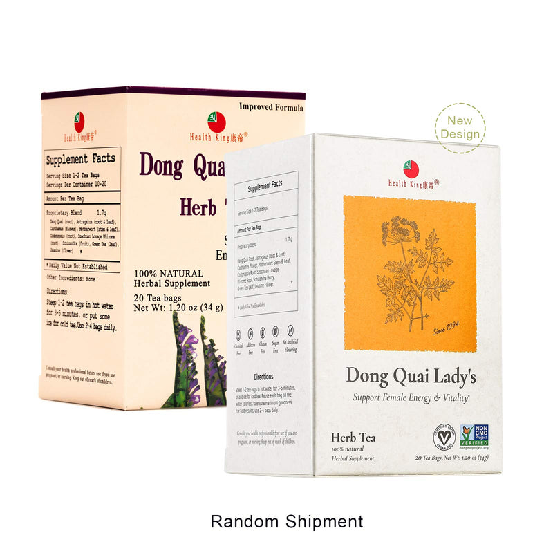 Dong Quai Lady's Herb Tea by Health King - Female Qi-Blood balance & Energy - ( 1 Pack, 20 Count, with Non-GMO, Vegan, Dang Quai Root, Astragalus Root & Leaf, Carthamus Flower, Motherwort Stem & Leaf, Codonopsis Root, Szechuan Lovage Rhizome Root, Schi... - NewNest Australia