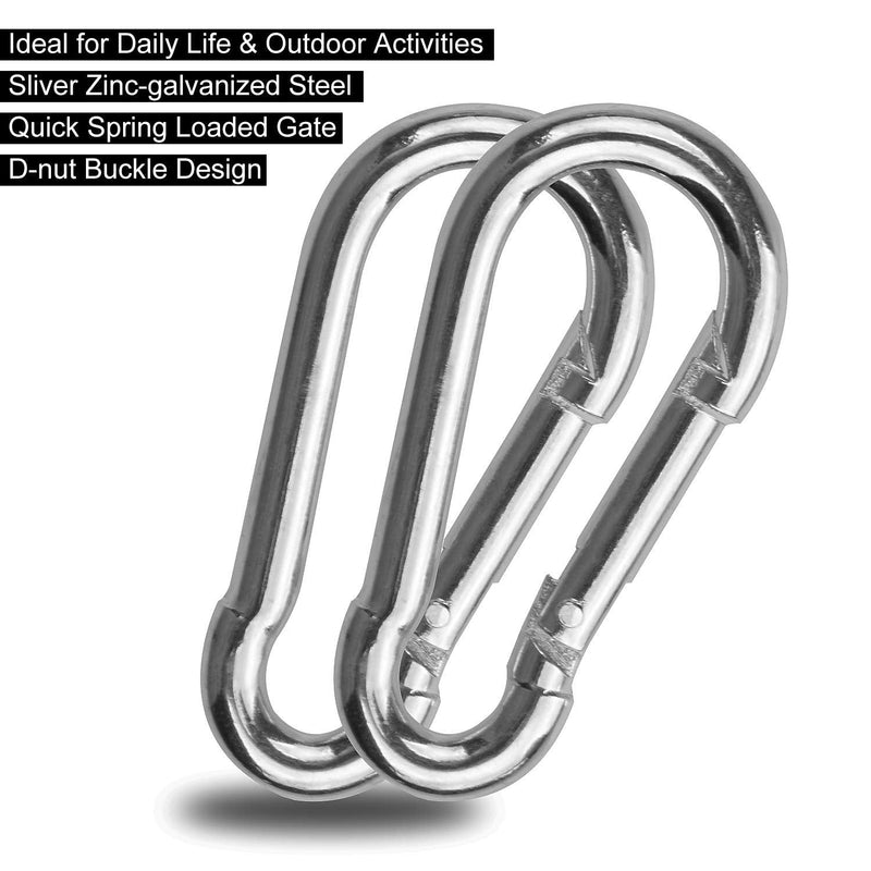 30 Pack Sliver Spring Hook, Zinc-Galvanized Steel Carabiner Small M4x40MM Carabiners for Backpacks or Key Chains, Silver Quick Link Snap Spring Clip Hook for Ropes, Pet, Indoor and Outdoor Equipment - NewNest Australia