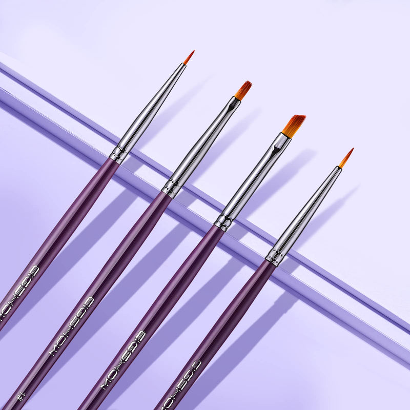 Eyeliner Makeup Brush Set - Angled Liner Brush, Tight Liner Brush, Definer Brush, Ultra-Fine Liner Brush Kit for Detailed Precision Eyeliner, Eyebrow Filling, Body or Face Painting, 4 Pieces Purple - NewNest Australia