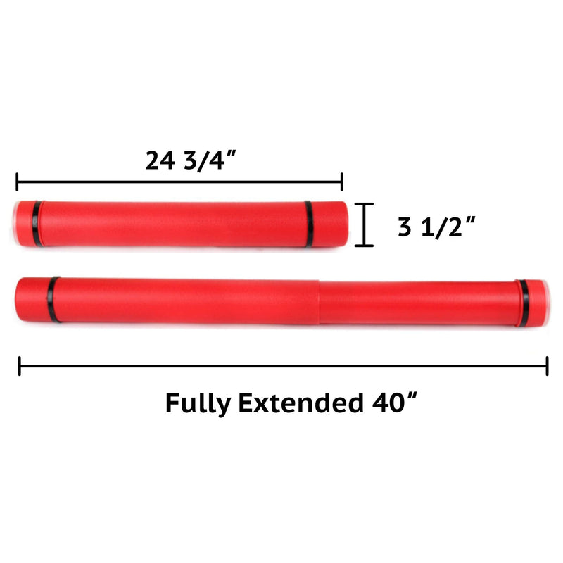 2-Pack Extendable Poster Tubes Expand from 24.5” to 40” with Shoulder Strap | Carry Documents, Blueprints, Drawings and Art | Red and Green Portable Durable Round Storage Cases with Lids and Labels - NewNest Australia