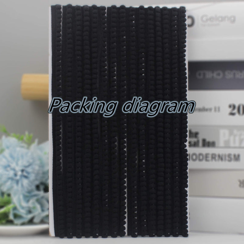 IDONGCAI Black Mini Pompom Trim Ball Fringe Trim Lace Ribbon Tassel Sewing Accessories for Halloween Home Party Embellishments 10 Yards - NewNest Australia