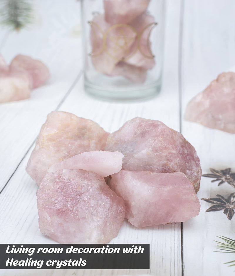 Crocon Rose Quartz Rough Bulk Natural Stone Raw Gemstone Tumbling Cabbing Polishing Gem Mining Chakra Balancing Reiki Healing Good Luck Home Office Decor Weight :-1Lb Approx 1 lb - NewNest Australia