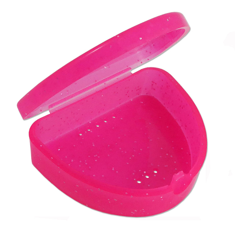 Slim Orthodontic Dental Case x 2 - Colour & Glitter Choices for Retainers, Bleaching Trays, Dentures & More (Glitter Pink & Glitter Purple) Glitter Pink & Glitter Purple - NewNest Australia
