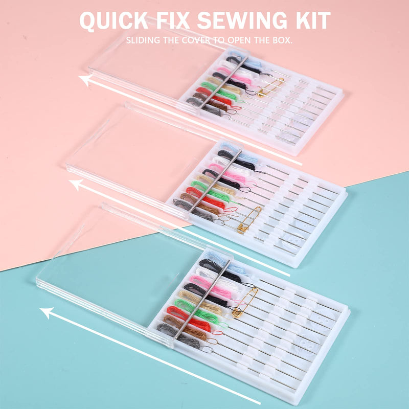 14 Boxes 140 Pieces Mini Quick Fix Sewing Kit Easy Pre Threaded Needle Kit Basic Personal Sewing Kit Plastic Threaded Needle Holder Small Home Travel Sewing Box with Pin Button, Assorted Colors - NewNest Australia