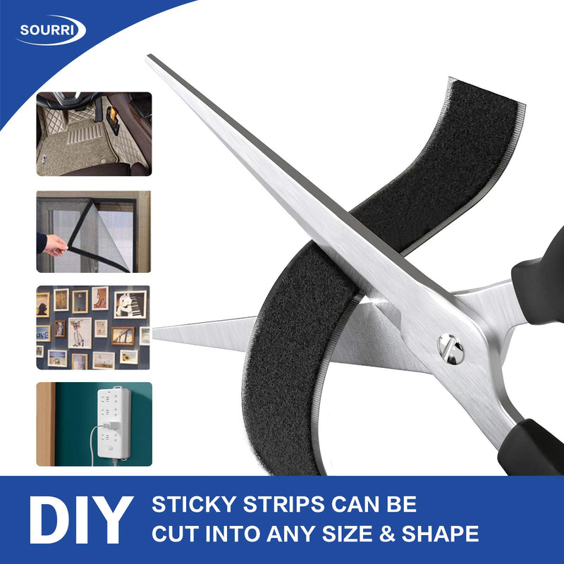 1 Inch x 26 Feet Hook and Loop Tape Sticky Back Fastener Roll, Nylon Self Adhesive Heavy Duty Strips Fastener for Home Office School Car and Crafting Organization 26ft x 1in Black 1 - NewNest Australia