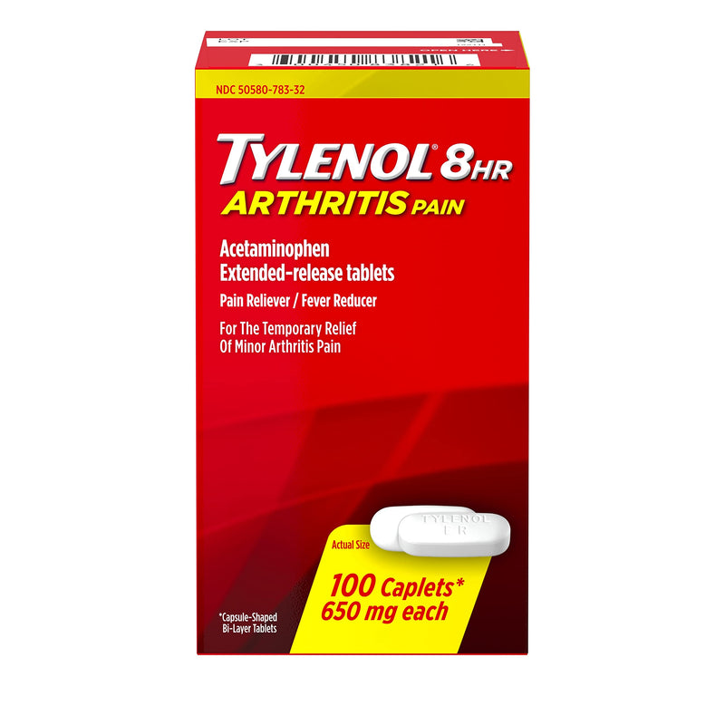 Tylenol 8 Hour Arthritis Pain Relief Extended Release Tablets, 650 mg Acetaminophen, Joint Pain Reliever & Fever Reducer Medicine, Oral Caplets for Arthritis & Joint Pain, 100 ct - NewNest Australia