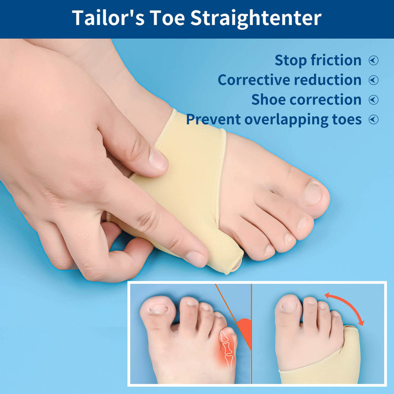 DYKOOK Tailors Bunion Corrector 1Pair Bunionette Sleeves Built-in Gel Pads Silicone Cover Guard With Non-slip Strap to Relief Bunion Pinky Toe Pain, Straighten Bunionette,Overlapping toe(Beige-Small) S Beige - NewNest Australia