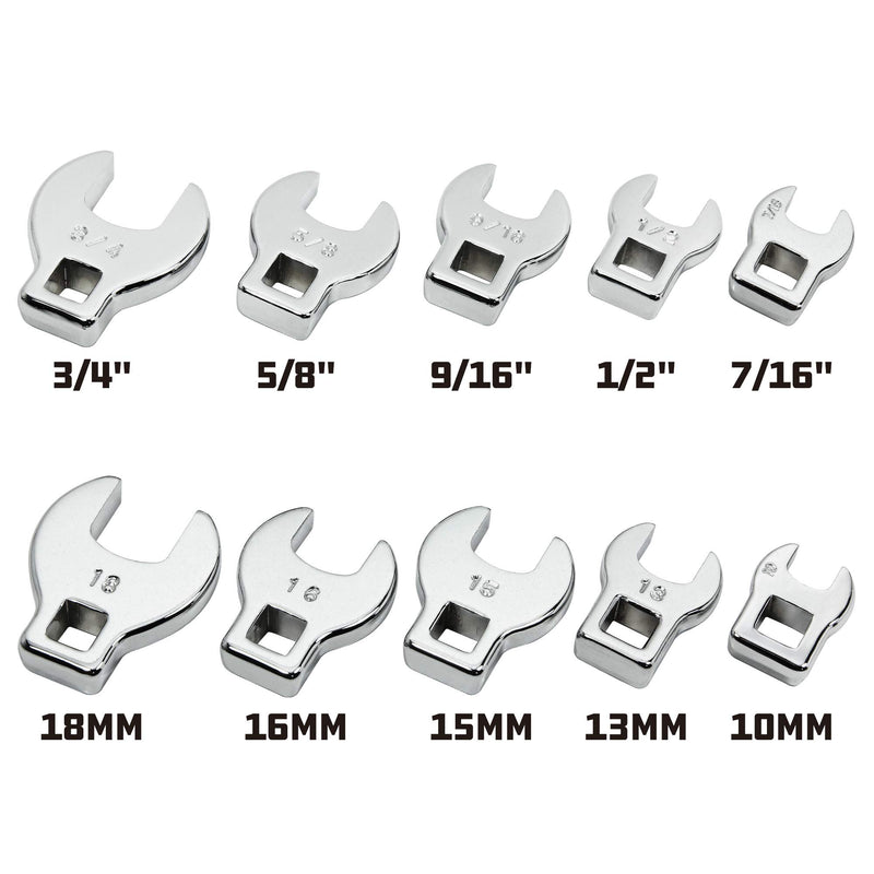 Alltrade 640830 3/8" Dr. Crowfoot Wrench Set, 10 Piece,Silver - NewNest Australia