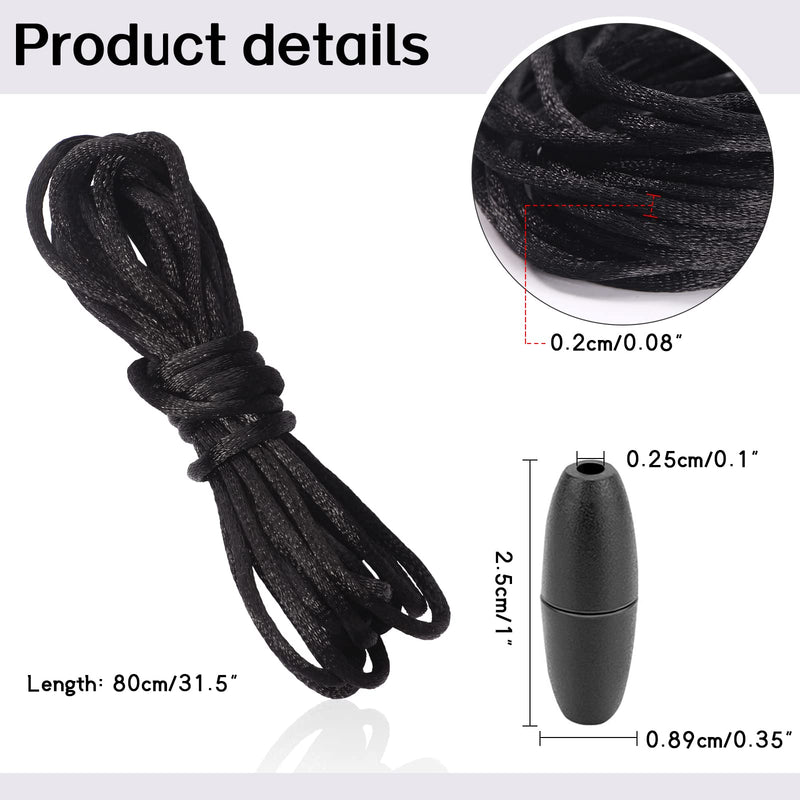 30 Sets Replacement Necklace Cords with Breakaway Clasps Necklace Cord DIY Necklace Cord Nylon Lanyard Cord and Plastic Clasp Buckle Breakaway Safety Clasp for Pendant Necklace (Black) Black - NewNest Australia