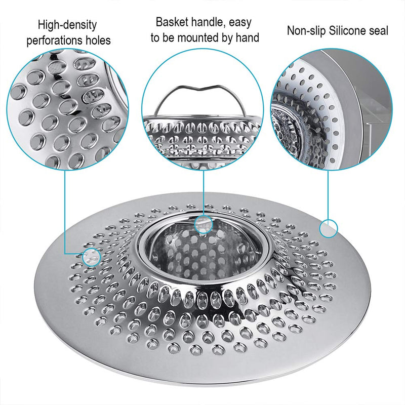 MFTEK Drain Hair Catcher Tub Drain Protector, Stainless Steel Bathtub Shower Drain Hair Stopper Strainer Trap for Shower Bathroom Sink to Catch Hair - NewNest Australia