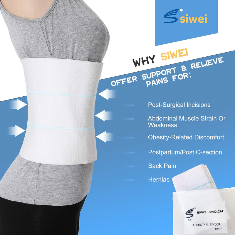 Abdominal Binder Post Surgery for Men and Women, Postpartum Tummy Tuck Belt Provides Slimming Bariatric Stomach Compression,High Elasticity, Breathable - (30" - 45") 3 PANEL - 9" 3 Panels 30"-45" WHITE - NewNest Australia
