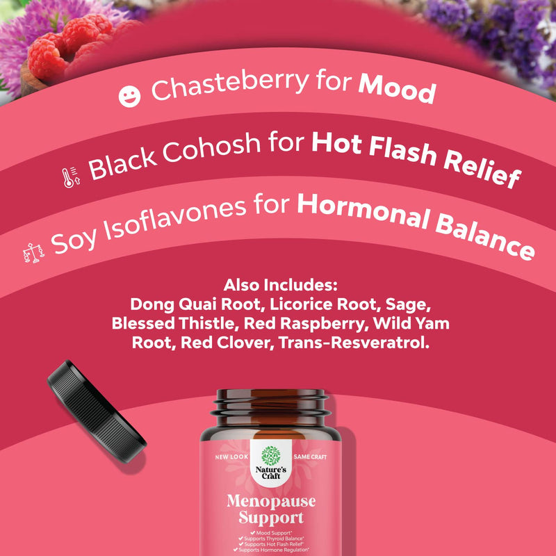 Natural Menopause Supplements for Women - Perfect for Hormonal Balance, Night Sweating & Hot Flashes Menopause Relief - Black Cohosh for Menopause & Adrenal Support with Resveratrol & Dong Quai - NewNest Australia