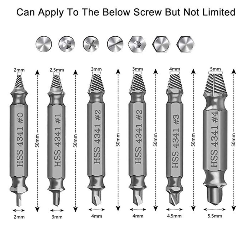 Damaged&Stripped Screw Extractor Remover Tool and Drill Bit Set. Broken Bolt Extractor and Screw Remover Set of 6 Pcs - NewNest Australia