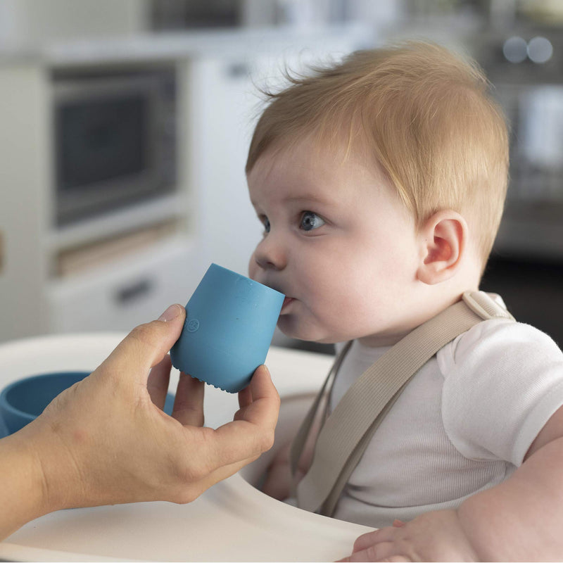 ezpz Tiny Cup (Blue) - 100% Silicone Training Cup for Infants - Designed by a Pediatric Feeding Specialist - 4 months+ Blue - NewNest Australia