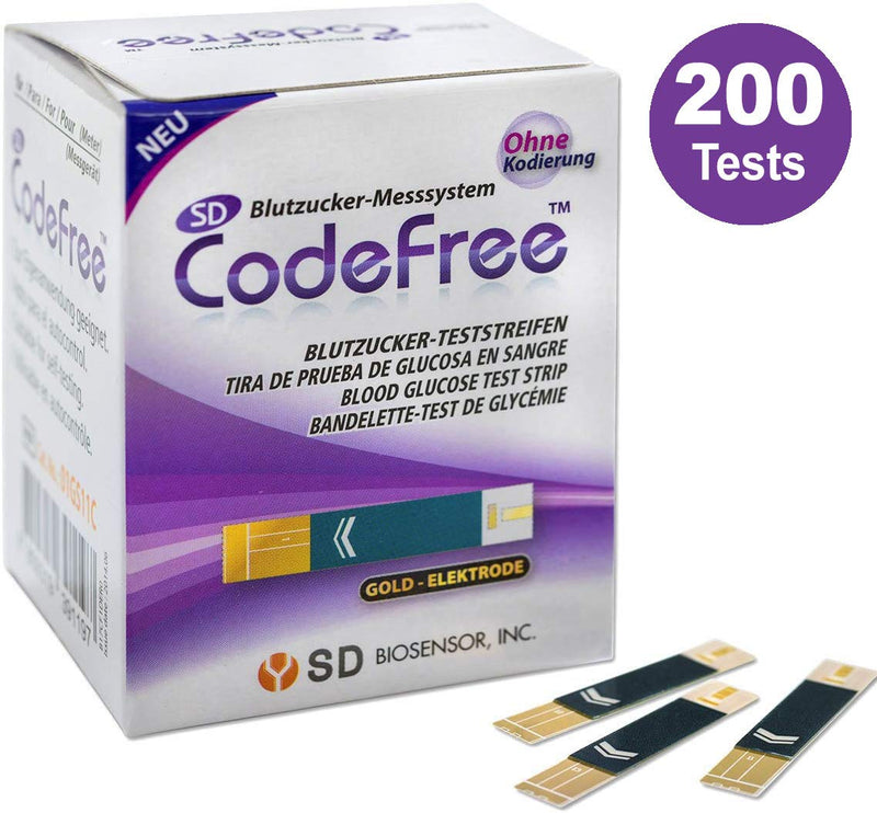 SD CodeFree blood sugar test strips, pack of 200, economy pack for measuring diabetes in blood sugar (sugar disease) 200 pieces (pack of 1) - NewNest Australia