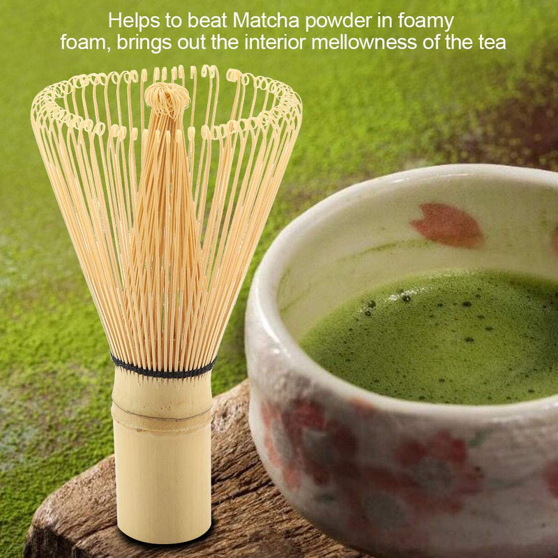 Natural Bamboo Tea Whisk Matcha Whisk Chasen Preparing Matcha Powder Brush Tool Round Handle Bamboo Tea Mixer Traditional Matcha Making Tool (72 Prongs) 72 Prongs - NewNest Australia