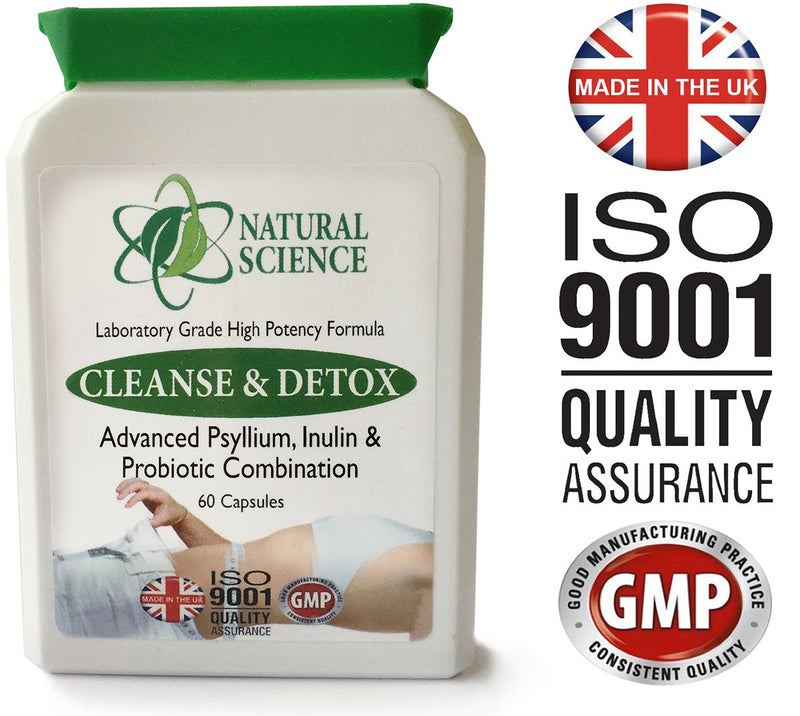 Colon Bowel Cleanse, Detox, PROBIOTIC - Ideal Combination; psyllium, Inulin, probiotic - Strong but Gentle Psyllium Colon Cleanse - Plus 3 Billion Friendly Bacteria - 60 Capsules Made in UK - NewNest Australia