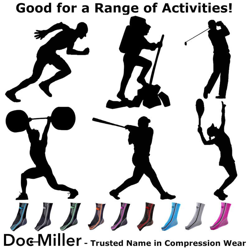 Doc Miller Ankle Compression Sleeve For Achilles Tendonitis & Plantar Fasciitis Relief, Recover Sports Injury and foot Joint Swelling - 1 Pair Small Blue Color 20-30 mmHg Toeless Foot Compression Sleeve - NewNest Australia