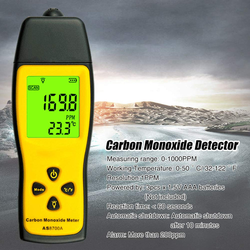 Handheld CO Detector,Portable CO Gas Leak Detector, Gas Analyzer, Professional High Precision Detector,0～1000ppm(Battery Not Included) as picture show - NewNest Australia