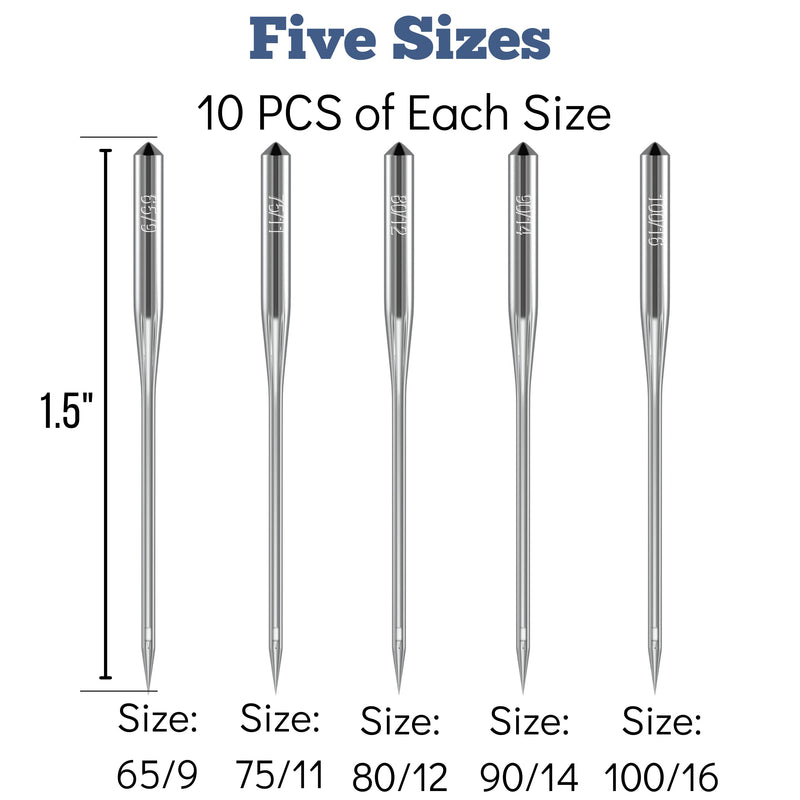 Mr. Pen- Sewing Machine Needles, 50 Pack, Universal Sewing Machine Needles for Singer, Brother, Janome, Varmax, Assorted Sizes 65/9, 75/11, 80/12, 90/14, 100/16, Needles for Sewing Machine - NewNest Australia