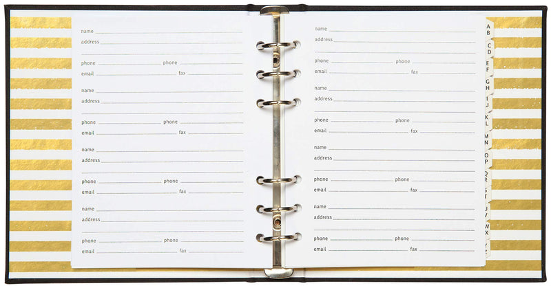 C.R. Gibson Black 'Little Black Book' Refillable 6-Ring Address Book, 440 Entries, 6.5" W x 7.25" L - NewNest Australia