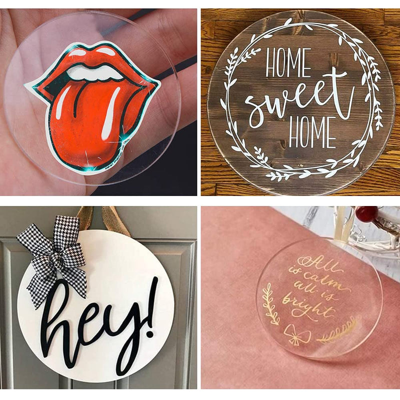 10 Pieces Clear Circle Acrylic Sheet, 1/8" Thickness, 4 Inch Plexiglass Circle Acrylic Disc Transparent Round Acrylic Blank Sign for Name Cards, Cricut Cutting, Painting and DIY Projects - NewNest Australia